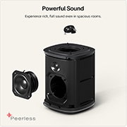 Feature card Powerful sound - which shows the some of the inside of the M5 displaying powerful hardware