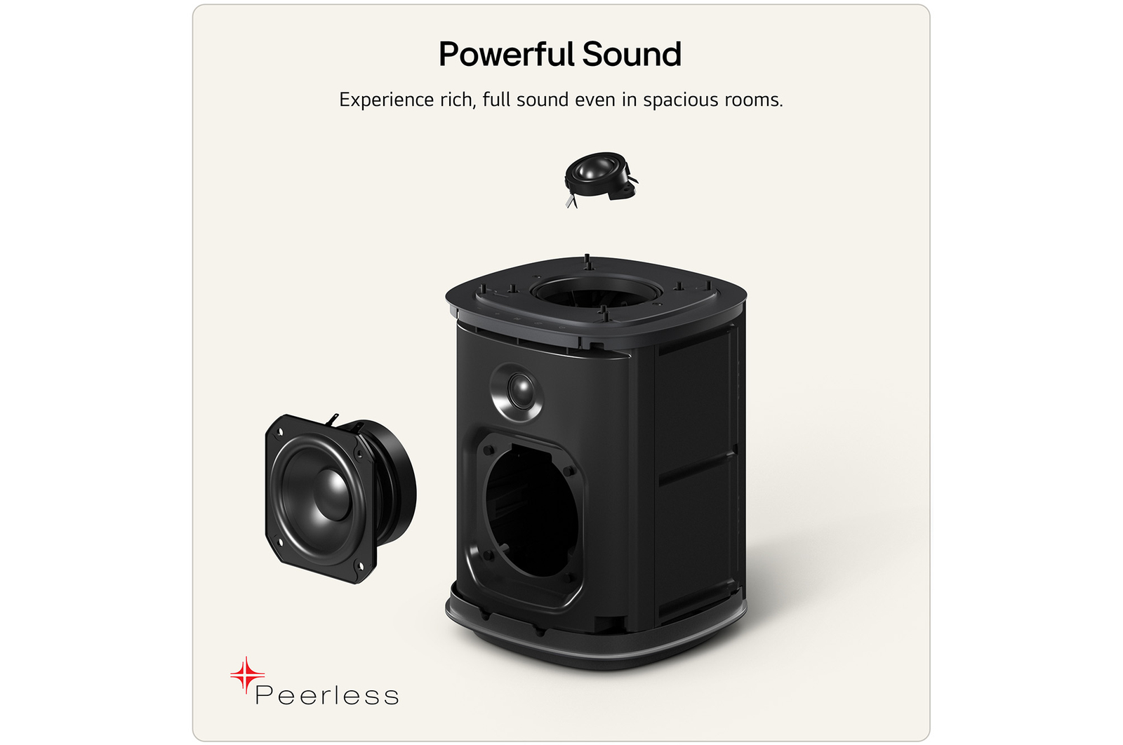 Feature card Powerful sound - which shows the some of the inside of the M5 displaying powerful hardware
