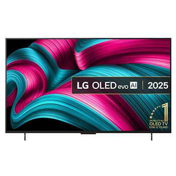 Front view of 42 inch LG OLED evo AI C5 4K Smart TV 2025 OLED42C54LA