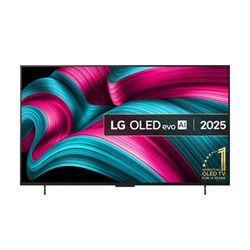 Front view of 42 inch LG OLED evo AI C5 4K Smart TV 2025 OLED42C55LA