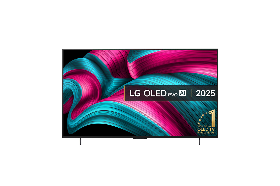 Front view of 42 inch LG OLED evo AI C5 4K Smart TV 2025 OLED42C55LA