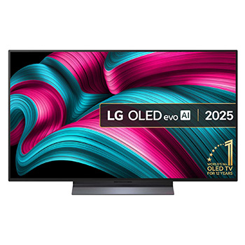 Front view of 48 inch LG OLED evo AI C54 4K Smart TV 2025 OLED48C54LA