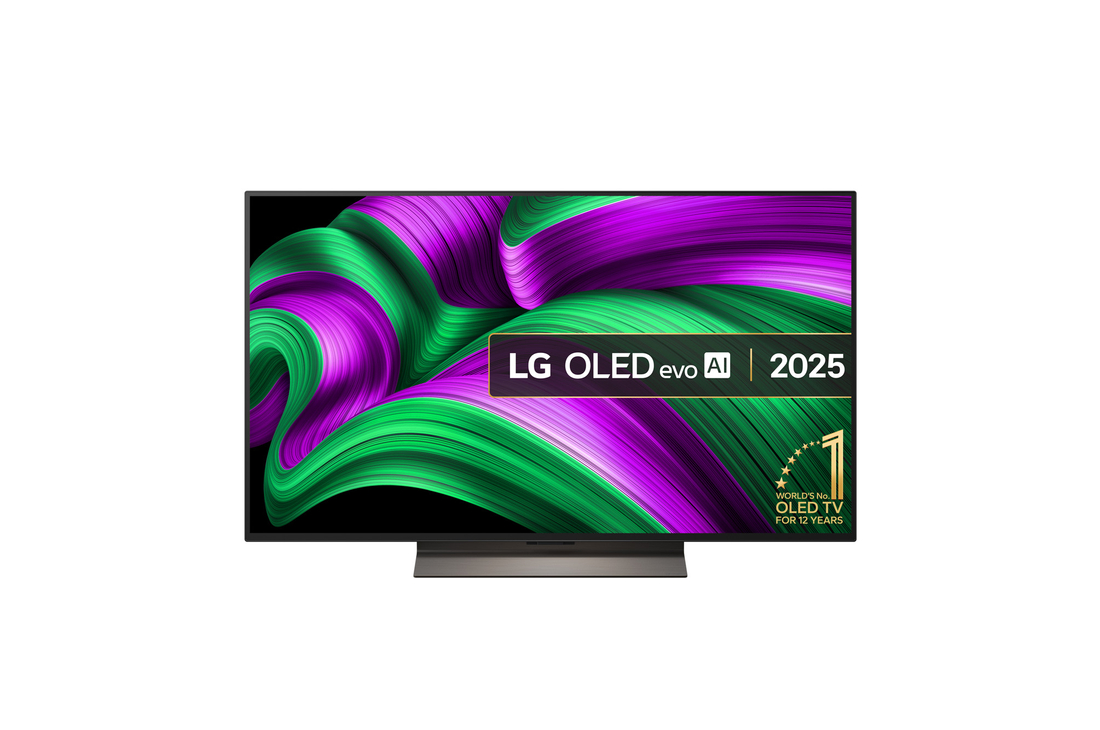 Front view of 48 inch LG OLED evo AI C5 4K Smart TV 2025 OLED48C56LB