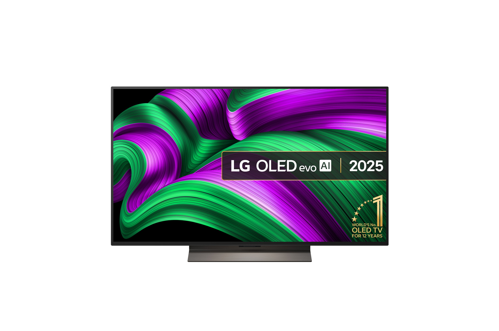 Front view of 48 inch LG OLED evo AI C5 4K Smart TV 2025 OLED48C56LB