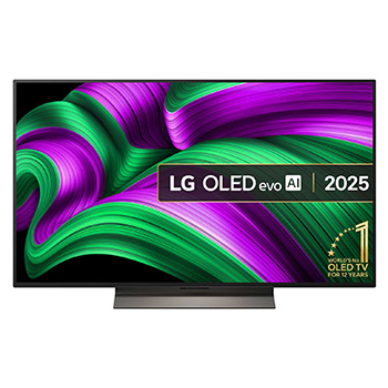 Front view of 48 inch LG OLED evo AI C5 4K Smart TV 2025 OLED48C56LB