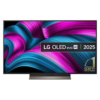 Front view of 48 inch LG OLED evo AI C5E 4K Smart TV 2025 OLED48C5ELB