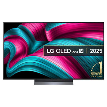 Front view of 55 inch LG OLED evo AI C5 4K Smart TV 2025 OLED55C54LA