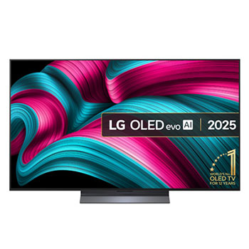 Front view of 55 inch LG OLED evo AI C5 4K Smart TV 2025 OLED55C55LA