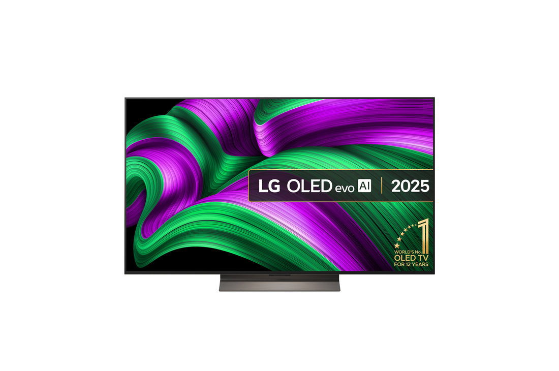 Front view of 55 inch LG OLED evo AI C5 4K Smart TV 2025 OLED55C56LB