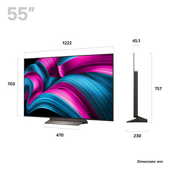 Slightly angled view of LG OLED evo AI C5 4K Smart TV.