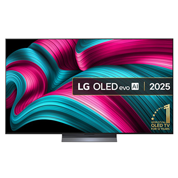 Front view of 65 inch LG OLED evo AI C5 4K Smart TV 2025 OLED65C54LA