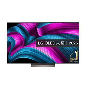 Front view of 65 inch LG OLED evo AI C5E 4K Smart TV 2025 OLED65C5ELB