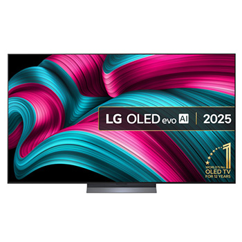 Front view of 77 inch LG OLED evo AI C5 4K Smart TV 2025 OLED77C54LA