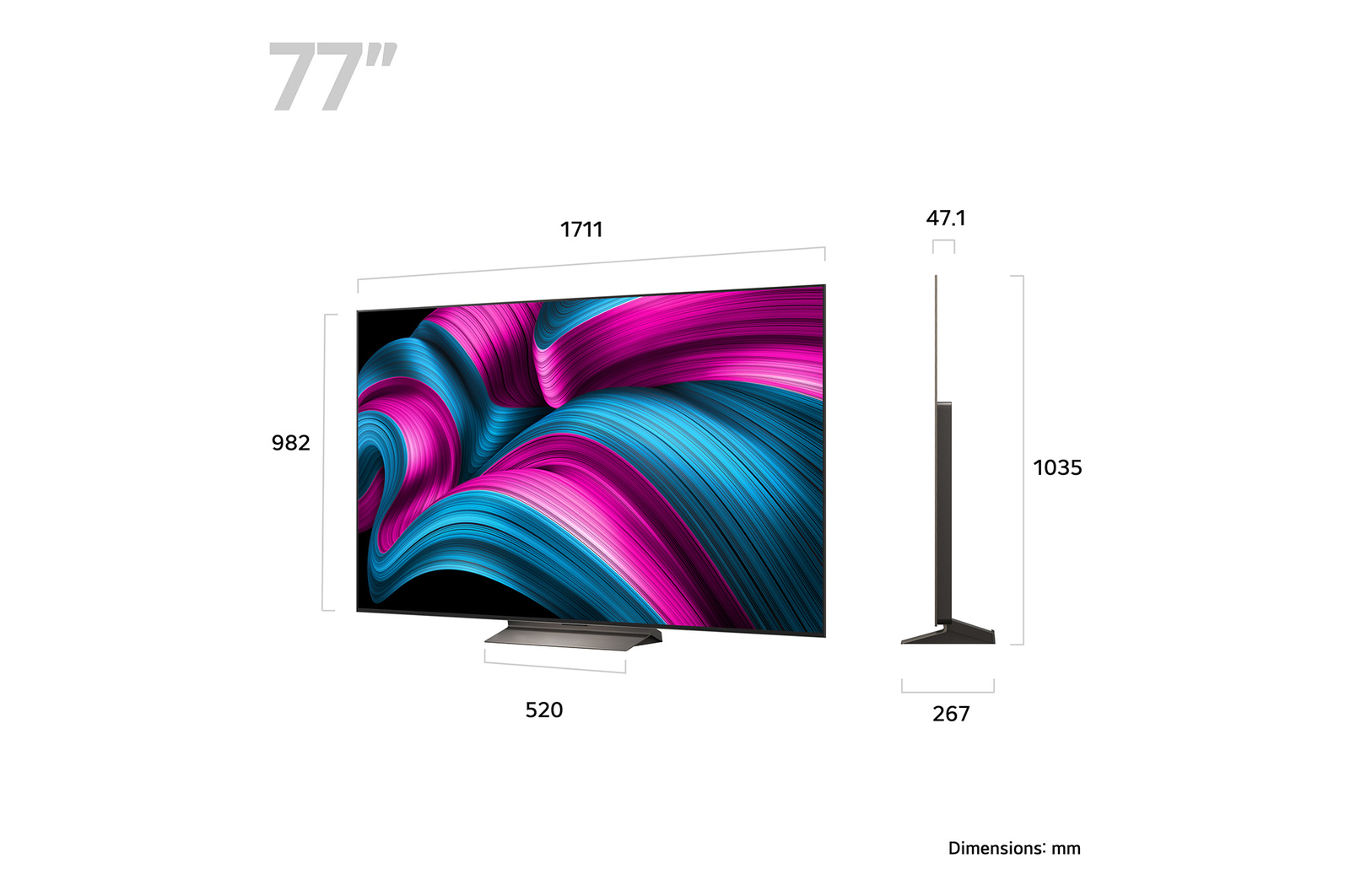 Slightly angled view of LG OLED evo AI C5 4K Smart TV.