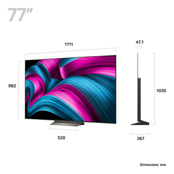 Slightly angled view of LG OLED evo AI C5 4K Smart TV.