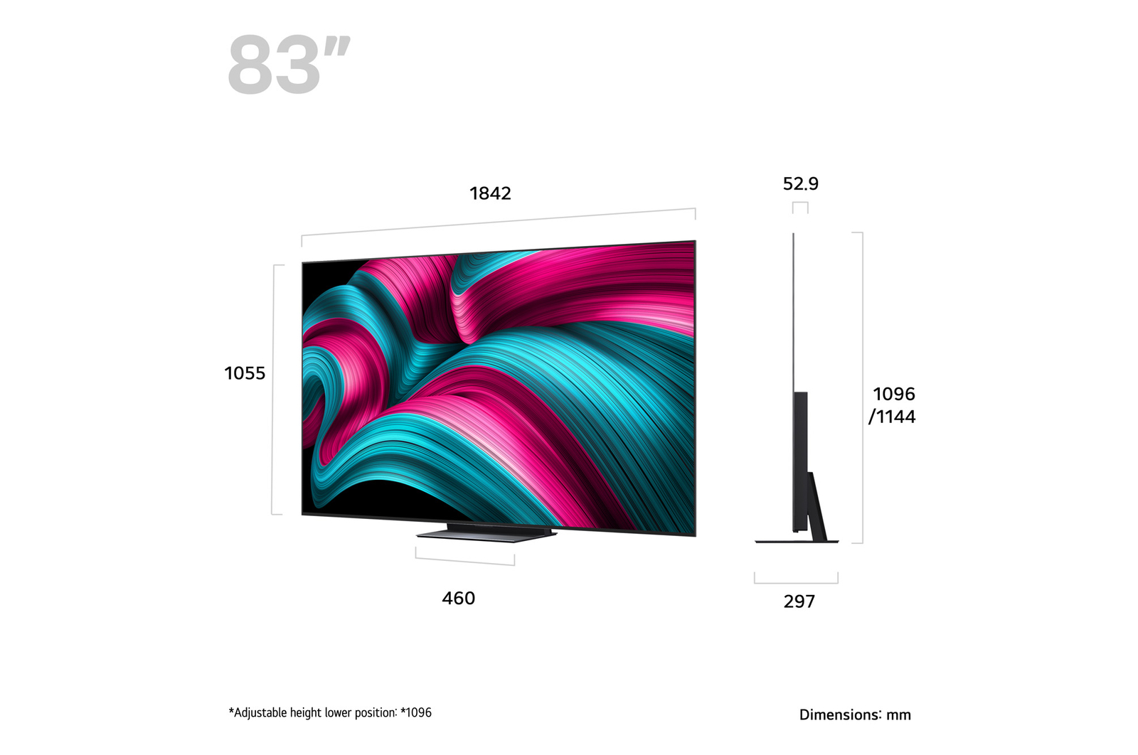 Slightly angled view of LG OLED evo AI C5 4K Smart TV.