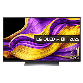 Front view of 48 inch LG OLED evo AI G5 4K Smart TV 2025 - Stand version OLED48G56LS