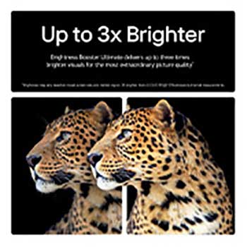 alpha 11 AI Processor Gen2 is against a dark background. It glows with purple and blue light from within illuminating the microchip circuits around it. The title talks about how the processor that is dedicated to LG OLED evo delivers 4K quality, stunning color and brightness with pixel-level precision. Performance statistics are visible. 6.7 times greater AI neural processing, NPU. 2.2 times faste