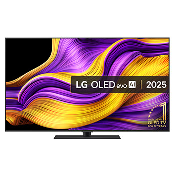 Front view of 55 inch LG OLED evo AI G5 4K Smart TV 2025 - Stand version OLED55G56LS