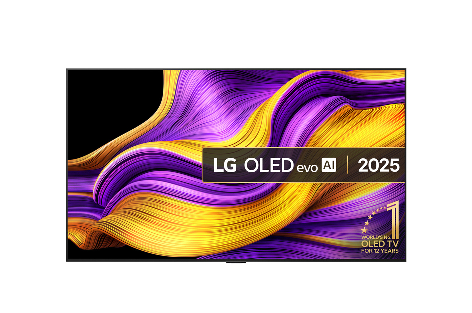 Front view of 65 inch LG OLED evo AI G5 4K Smart TV 2025 - Wall mount version OLED65G54LW