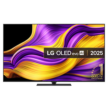 Front view of 65 inch LG OLED evo AI G5 4K Smart TV 2025 - Stand version OLED65G56LS