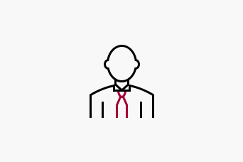 There is a tie-wearing man icon.	
