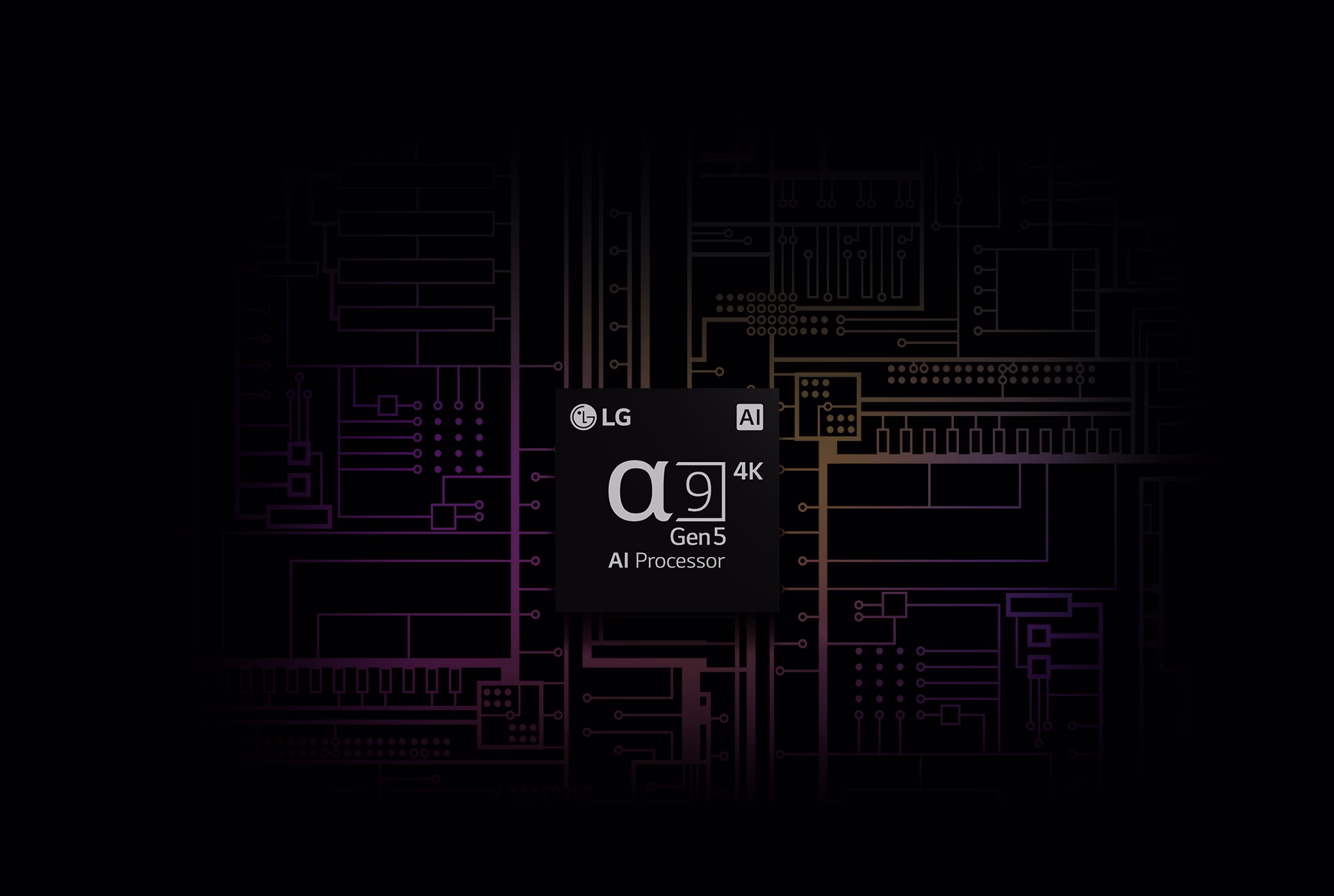 An image of the α9 Gen 5 AI processor 4K has a black and white background which transforms into color.